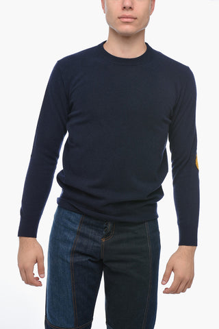 Crew Neck LUNETTA Virgin Wool Sweater with Patches