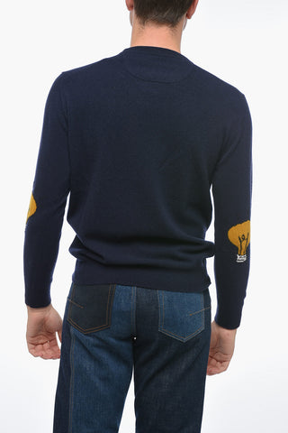 Crew Neck LUNETTA Virgin Wool Sweater with Patches