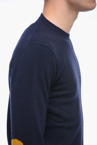 Crew Neck LUNETTA Virgin Wool Sweater with Patches