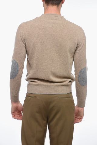 Crew Neck ICON Virgin Wool Sweater with Contrasting Patches