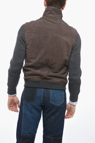 Suede ROCKFORD Bomber Jacket with Knitted Sleeves