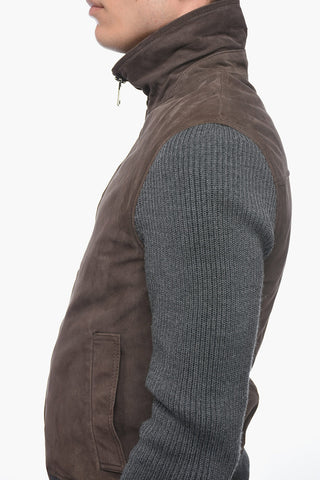Suede ROCKFORD Bomber Jacket with Knitted Sleeves