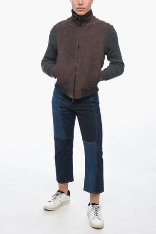 Suede ROCKFORD Bomber Jacket with Knitted Sleeves