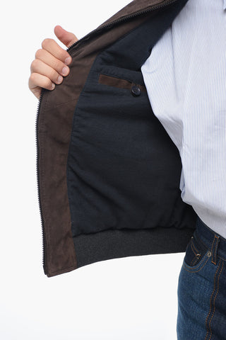 Suede ROCKFORD Bomber Jacket with Knitted Sleeves