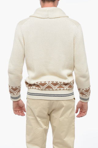 Cotton Cardigan with Fair Isle Motif