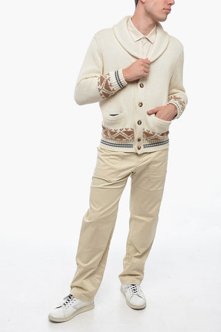 Cotton Cardigan with Fair Isle Motif