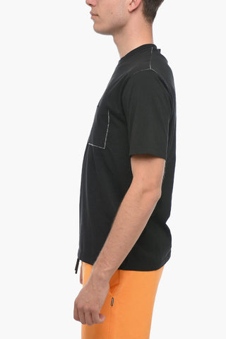Cotton T-shirt With Breast Pocket And Visibile Seams
