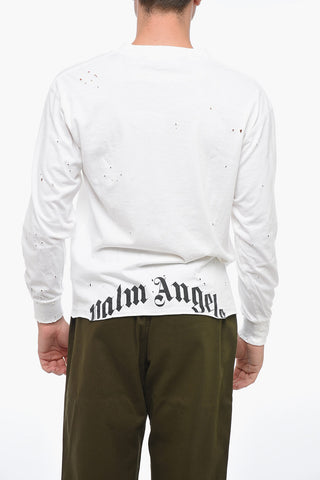 Crew Neck BEAR Distressed Cotton T-Shirt