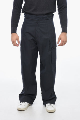 Pantaloni Cargo in Misto Cotone con Bottoni alla Caviglia