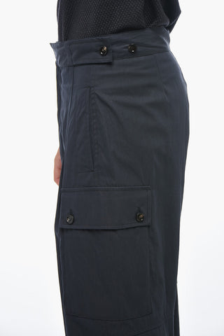 Pantaloni Cargo in Misto Cotone con Bottoni alla Caviglia