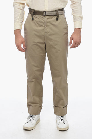 Pantaloni Chino con Risvolto e Cintura a Contrasto