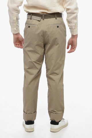 Pantaloni Chino con Risvolto e Cintura a Contrasto