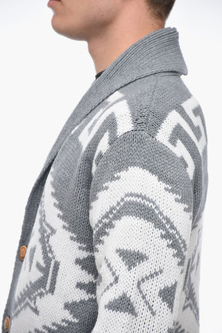 Wool Blend AZTECO Cardigan with Geometric Pattern