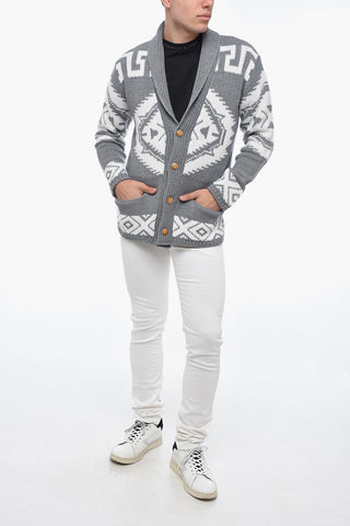 Wool Blend AZTECO Cardigan with Geometric Pattern