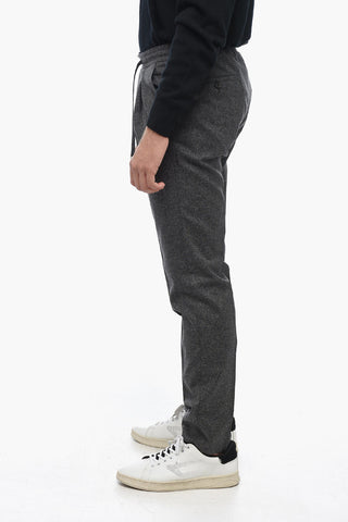 Single-pleated Wool Blend Pants with Drawstringed Waist
