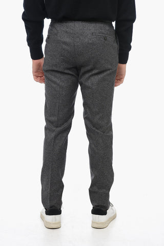 Single-pleated Wool Blend Pants with Drawstringed Waist