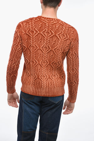 Rundhals-Pullover TRECCIA Aus Aran-Schurwolle