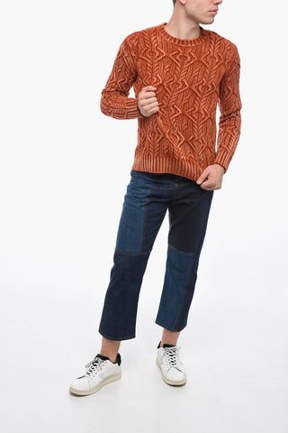 Rundhals-Pullover TRECCIA Aus Aran-Schurwolle