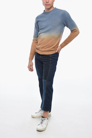 Rundhalspullover aus Kaschmir-Mix mit Degradé-Saum