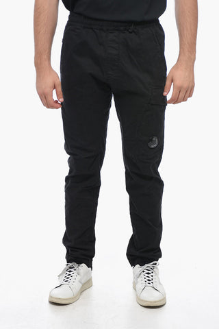 Stretch Cotton Cargo Pants with Elastic Waistband