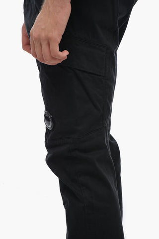 Stretch Cotton Cargo Pants with Elastic Waistband