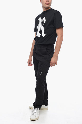 Stretch Cotton Cargo Pants with Elastic Waistband