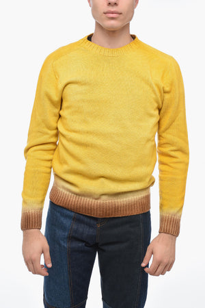 Virgin-Wool Crewneck Sweater with Ombre Hem