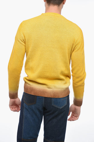 Virgin-Wool Crewneck Sweater with Ombre Hem