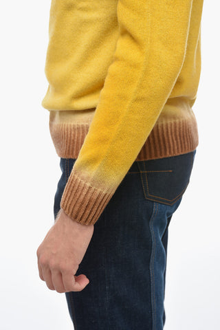Virgin-Wool Crewneck Sweater with Ombre Hem