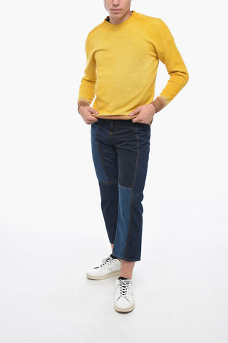 Virgin-Wool Crewneck Sweater with Ombre Hem