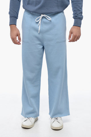 Fleece Cotton Sweatpants with Raw-cut Bottom