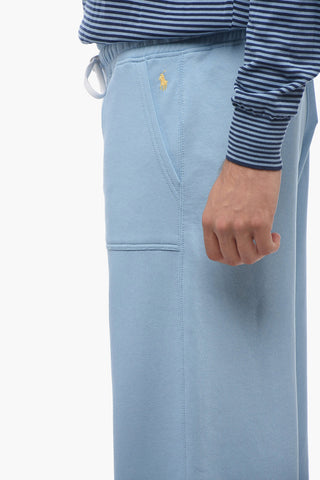 Fleece Cotton Sweatpants with Raw-cut Bottom