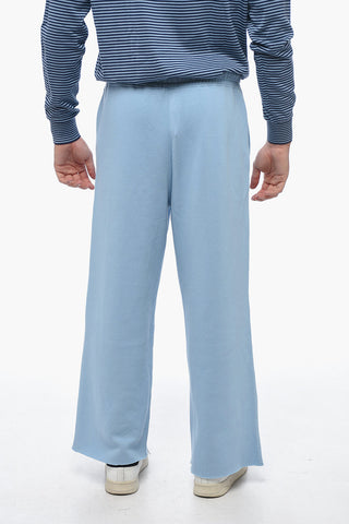 Fleece Cotton Sweatpants with Raw-cut Bottom