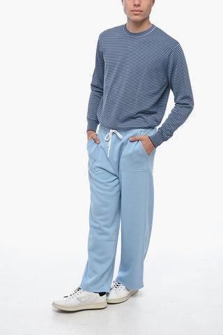 Fleece Cotton Sweatpants with Raw-cut Bottom