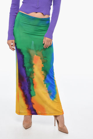 Tie Dye Stretch Fabric Long Skirt