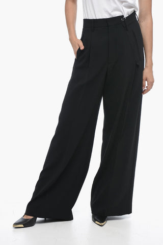 MM6 Pantaloni a Gamba Ampia con Pinces