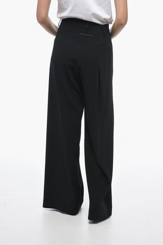 MM6 Pantaloni a Gamba Ampia con Pinces