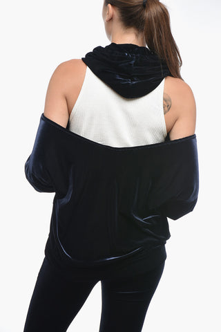 Chenille Hoodie with Bare Back Design