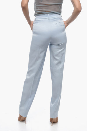 3-Taschen-Hose aus Leinenmischung mit verdecktem Verschluss