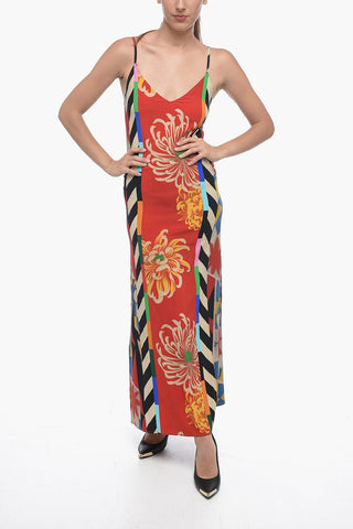 Satin Slip Dress with Floral Pattern