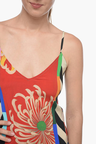 Satin Slip Dress with Floral Pattern