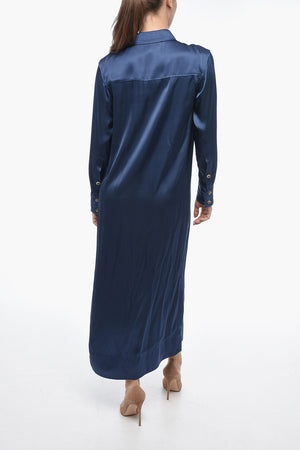 Satin-Hemdkleid mit langen Ärmeln