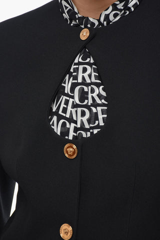 Slim Fit Blazer with Jewel Buttons and Cut-out Detail