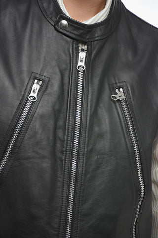 MM6 Quilted Leather Biker Waistcoat