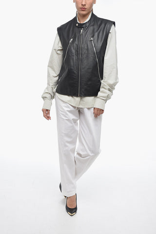 MM6 Quilted Leather Biker Waistcoat