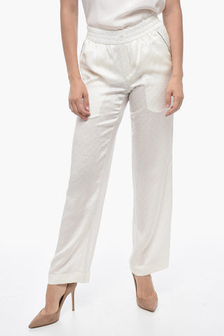 Silk Jacquard Trousers with Elastic Waistband