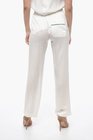 Silk Jacquard Trousers with Elastic Waistband