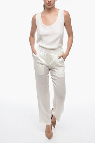 Silk Jacquard Trousers with Elastic Waistband