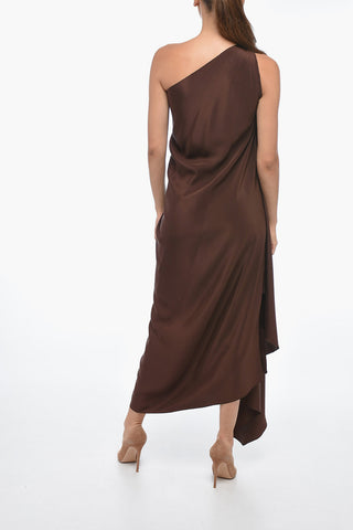 Silk One-Shoulder Dress DEA with Draped Design