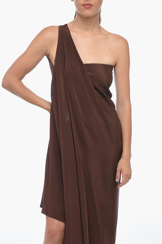 Silk One-Shoulder Dress DEA with Draped Design